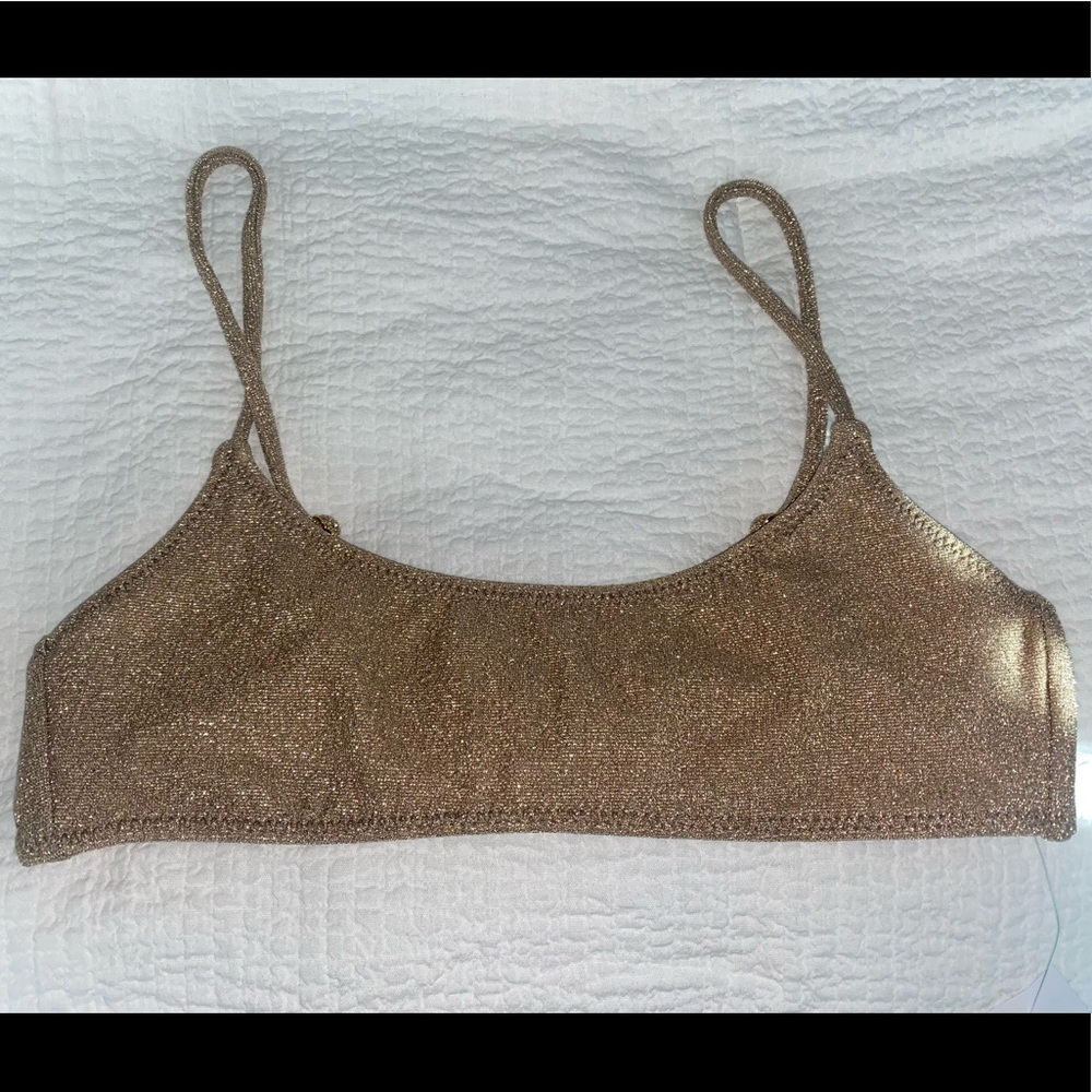 Gold California Lurex Sporty Bikini Top